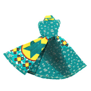 Teal and yellow Star dress flair cross front.