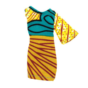 Teal and yellow Life mini dress – single sleeve
