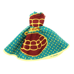 Teal and Maroon Turtle Kaba dress – sleeveless